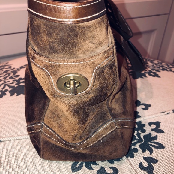 Coach Suede Brown Tote - Picture 4 of 10